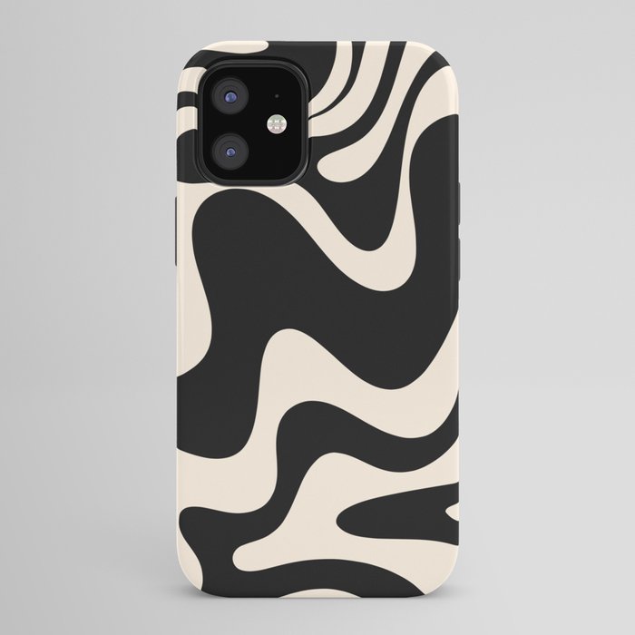 Retro Liquid Swirl Abstract in Black and Almond Cream 2 iPhone Case Gallery Image 42
