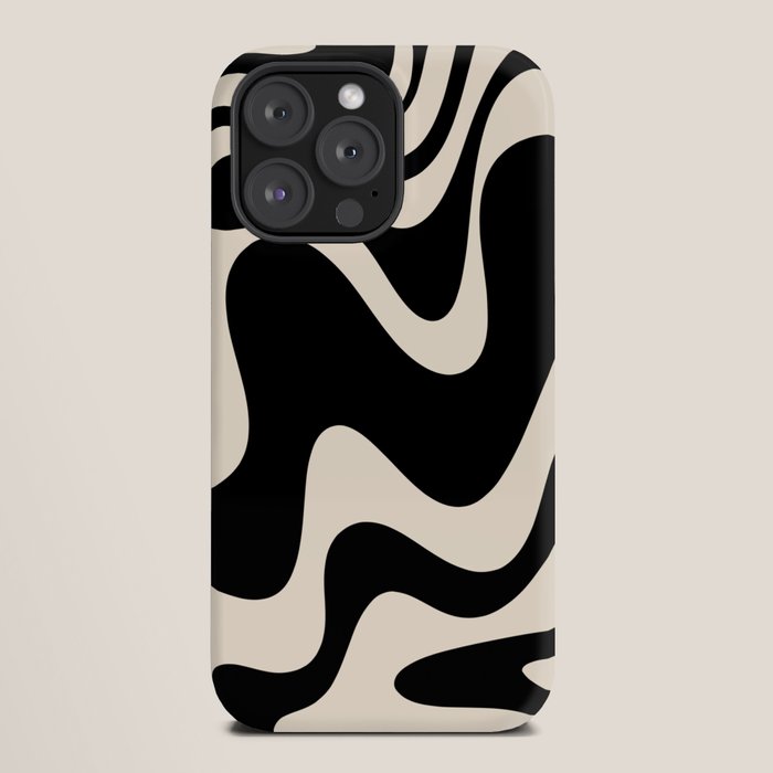 Retro Liquid Swirl Abstract in Black and Almond Cream 2 iPhone Case Gallery Image 20