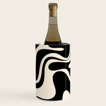 Retro Liquid Swirl Abstract in Black and Almond Cream 2 Wine Chiller Gallery Image 1