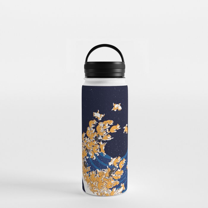Shiba Inu The Great Wave in Night Water Bottle Gallery Image 3
