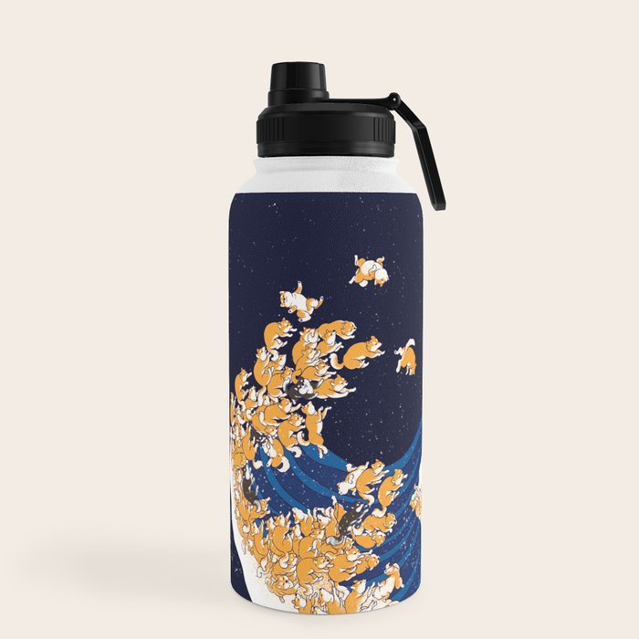 Shiba Inu The Great Wave in Night Water Bottle Gallery Image 5