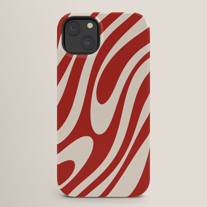 Wavy Loops Retro Abstract Pattern Red and Almond Cream iPhone Case Gallery Image 26
