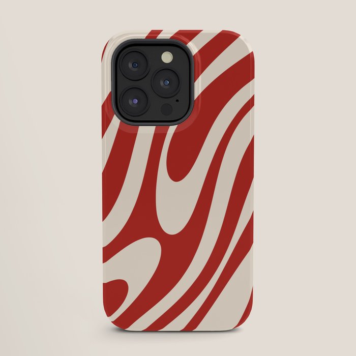 Wavy Loops Retro Abstract Pattern Red and Almond Cream iPhone Case Gallery Image 27