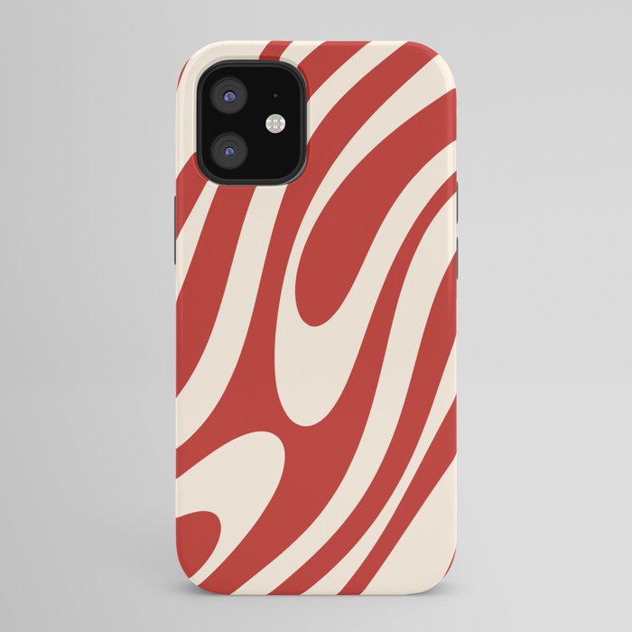 Wavy Loops Retro Abstract Pattern Red and Almond Cream iPhone Case Gallery Image 42