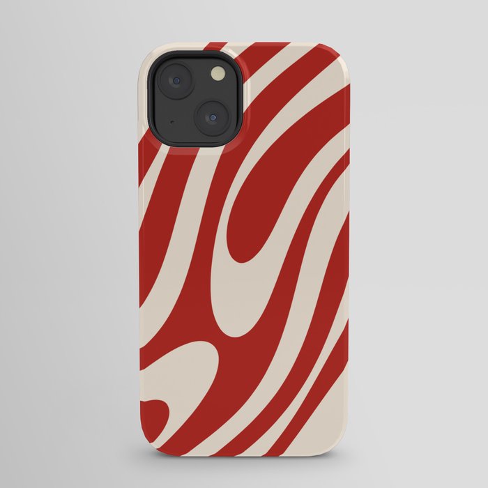 Wavy Loops Retro Abstract Pattern Red and Almond Cream iPhone Case Gallery Image 21