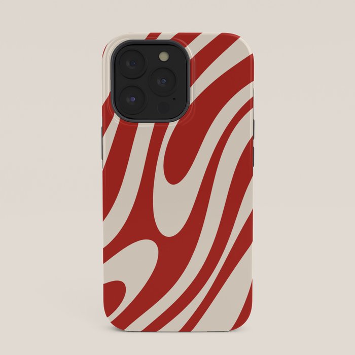 Wavy Loops Retro Abstract Pattern Red and Almond Cream iPhone Case Gallery Image 35