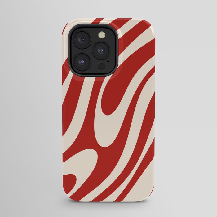 Wavy Loops Retro Abstract Pattern Red and Almond Cream iPhone Case Gallery Image 31