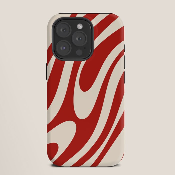 Wavy Loops Retro Abstract Pattern Red and Almond Cream iPhone Case Gallery Image 11