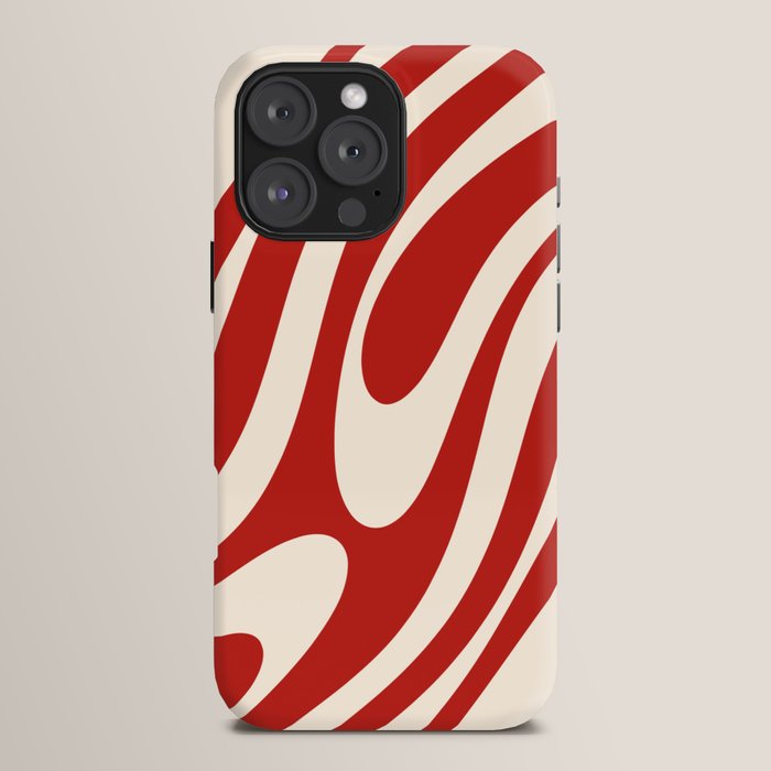 Wavy Loops Retro Abstract Pattern Red and Almond Cream iPhone Case Gallery Image 16