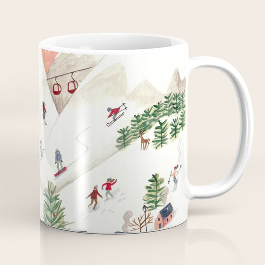 Skiing in snow mountains Coffee Mug Gallery Image 1
