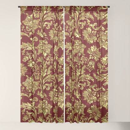 Red & Gold Floral Damasks Pattern Window Curtain Gallery Image 18