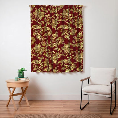 Red & Gold Floral Damasks Pattern Window Curtain Gallery Image 3
