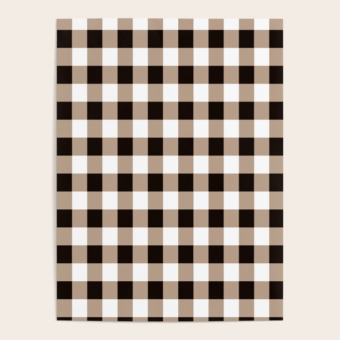 Gingham Large Tan Black White Poster Gallery Image 1