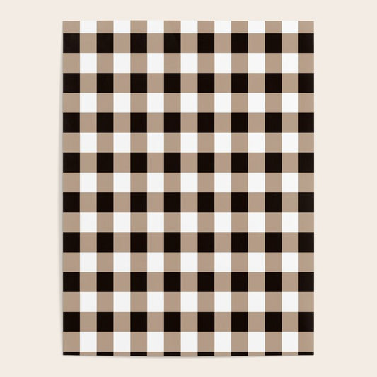 Gingham Large Tan Black White Poster Gallery Image 1