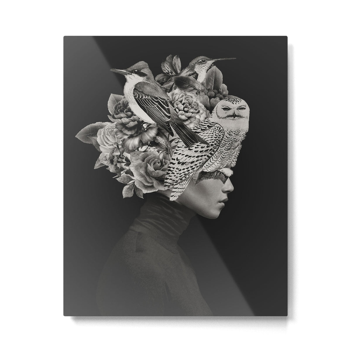 Lady with Birds(portrait) Metal Print Gallery Image 4