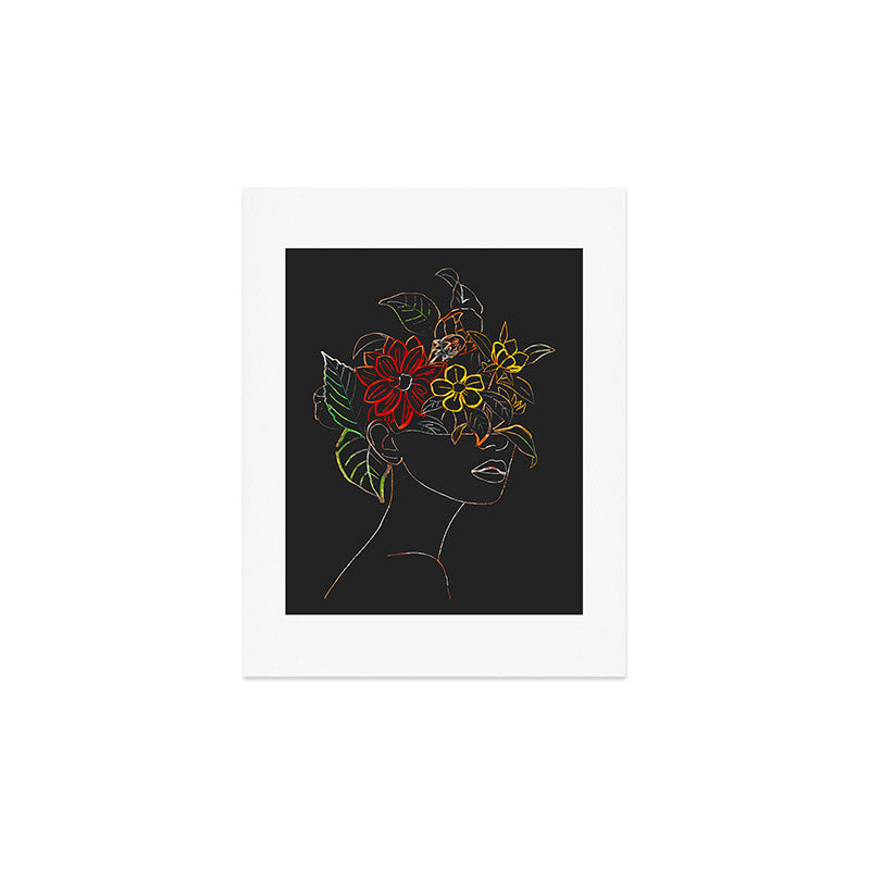 woman with flowers 8 Line Art Art Print Gallery Image 3