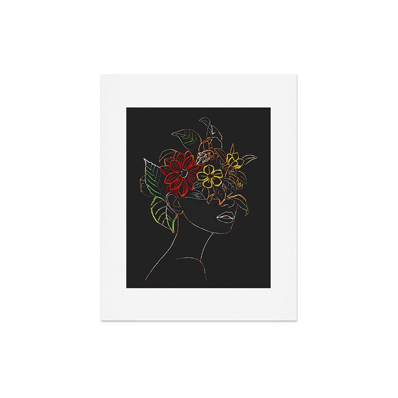 woman with flowers 8 Line Art Art Print Gallery Image 5