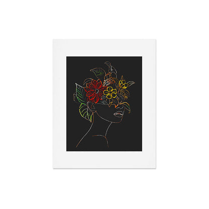 woman with flowers 8 Line Art Art Print Gallery Image 5
