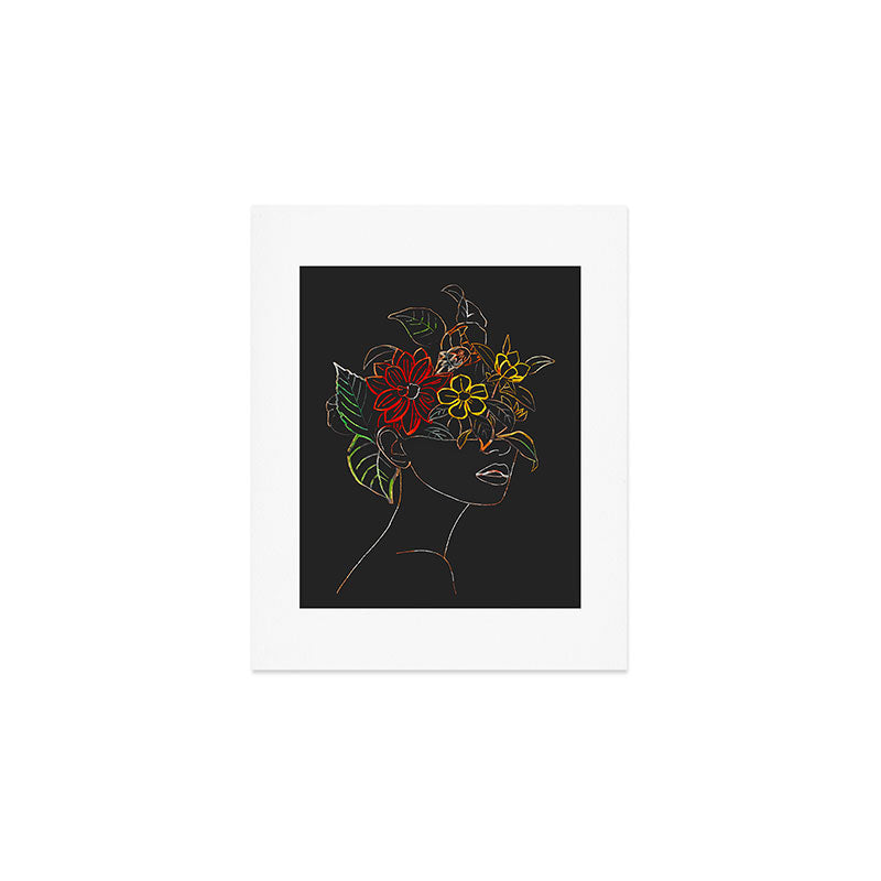 woman with flowers 8 Line Art Art Print Gallery Image 1