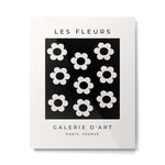 Les Fleurs | 02 - Flower Print Black And White Retro Flowers Wall Art Modern Decor Abstract Metal Print Gallery Image 1