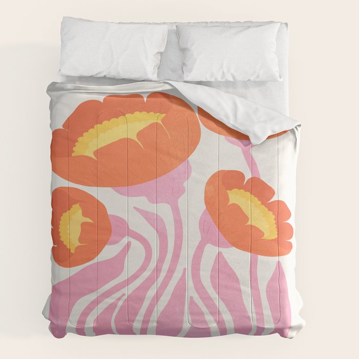 Coral Cosmos: Les Fleurs | Flower Market 05 | Spring Summer 23 Comforter Gallery Image 2
