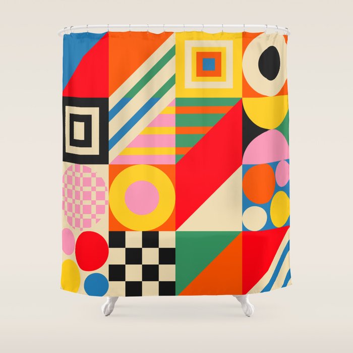 Colorful Geometric Combo Shower Curtain Gallery Image 1