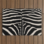 Zebra Wild Animal Print 237 Black and Linen White Outdoor Rug Gallery Image 1