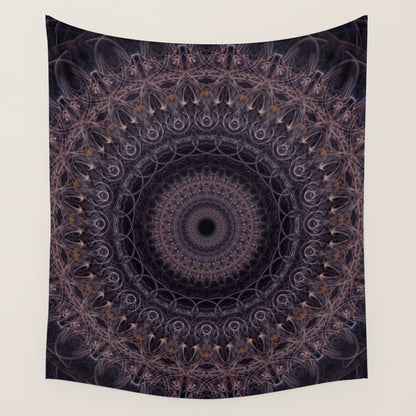 Mandala in cherry and plum tones Wall Tapestry Gallery Image 2