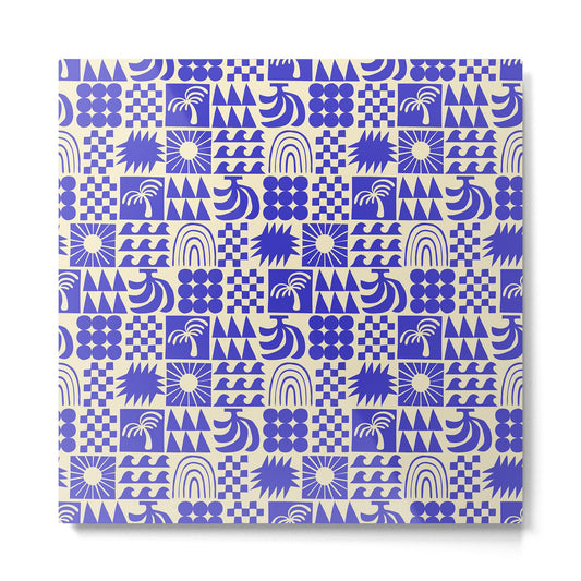Abstract blue tropical mosaic art pattern Metal Print Gallery Image 2
