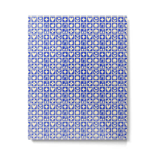Blue children shape mosaic art pattern Metal Print Gallery Image 1