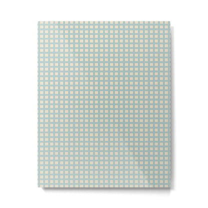 Blue geometric gingham grid art pattern Metal Print Gallery Image 4