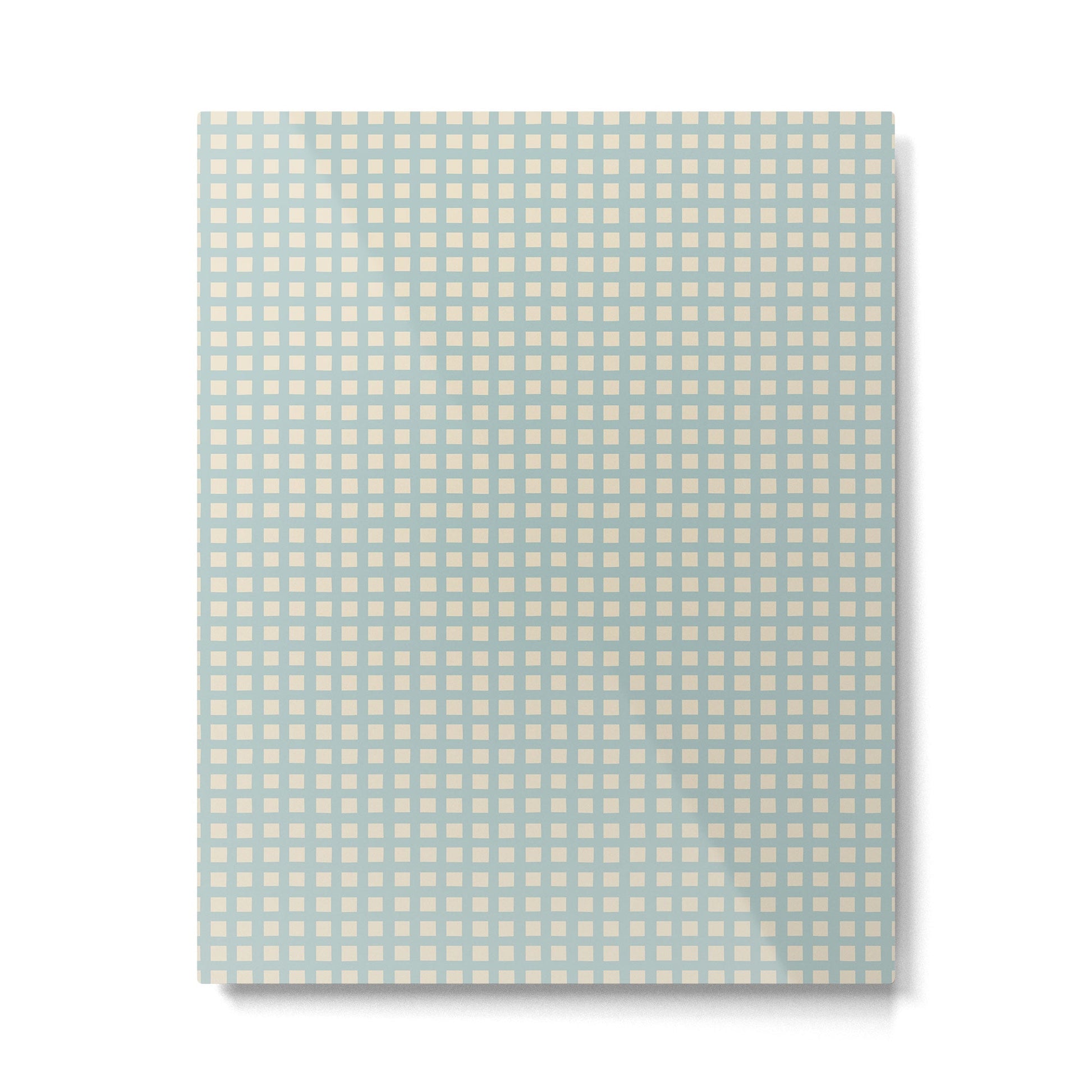 Blue geometric gingham grid art pattern Metal Print Gallery Image 1