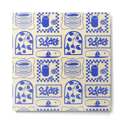 Blue summer vacation patchwork art pattern Metal Print Gallery Image 5
