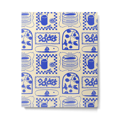 Blue summer vacation patchwork art pattern Metal Print Gallery Image 1