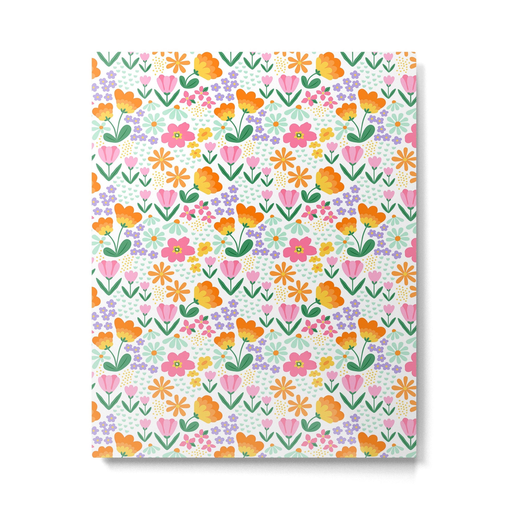 Colorful retro flower folk art pattern Metal Print Gallery Image 1