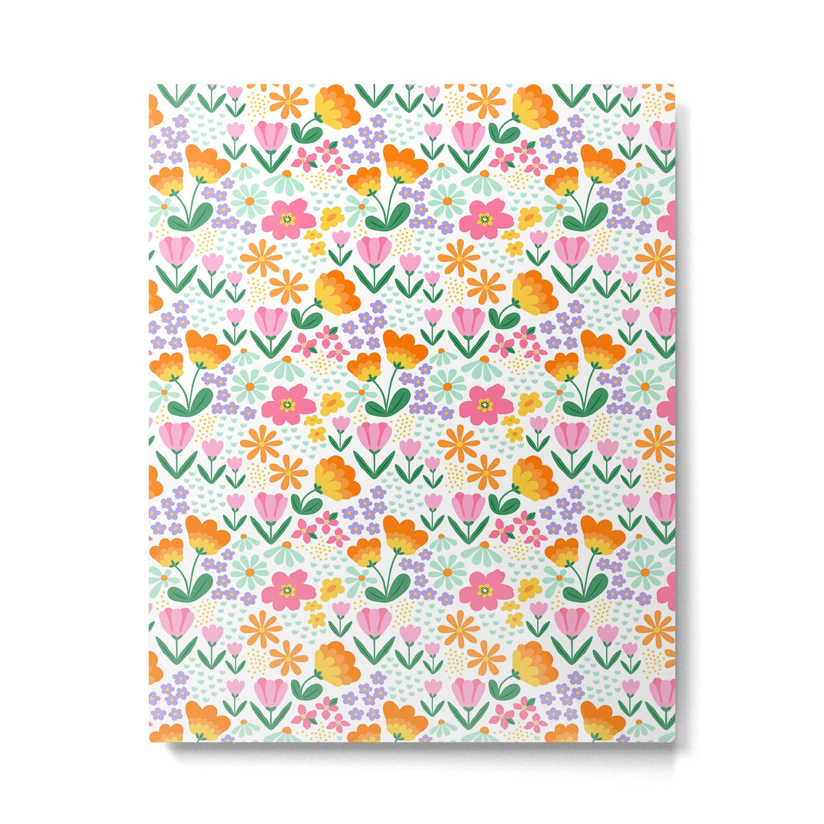Colorful retro flower folk art pattern Metal Print Gallery Image 3