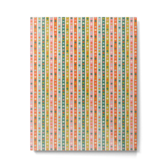 Colorful vintage flower stripe art pattern Metal Print Gallery Image 2