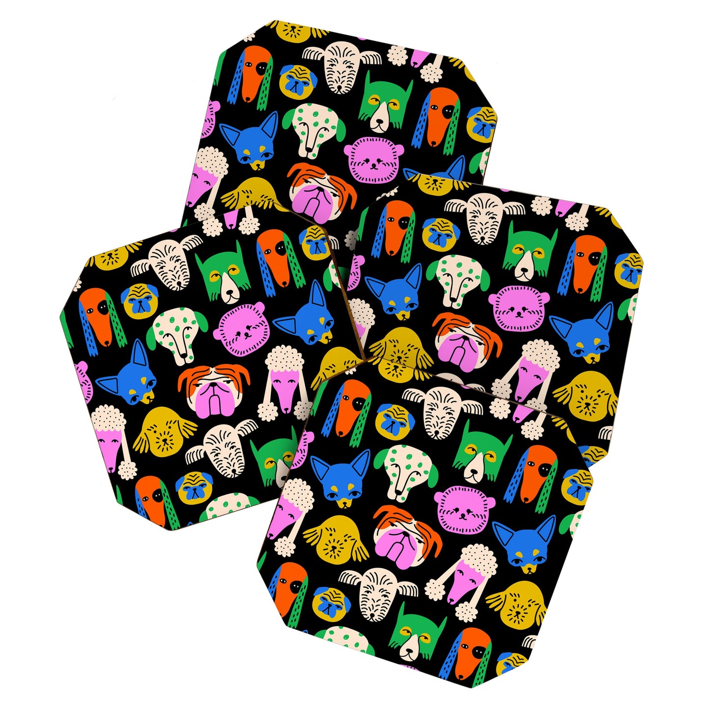 Funny colorful dog cartoon pattern Coaster Gallery Image 1
