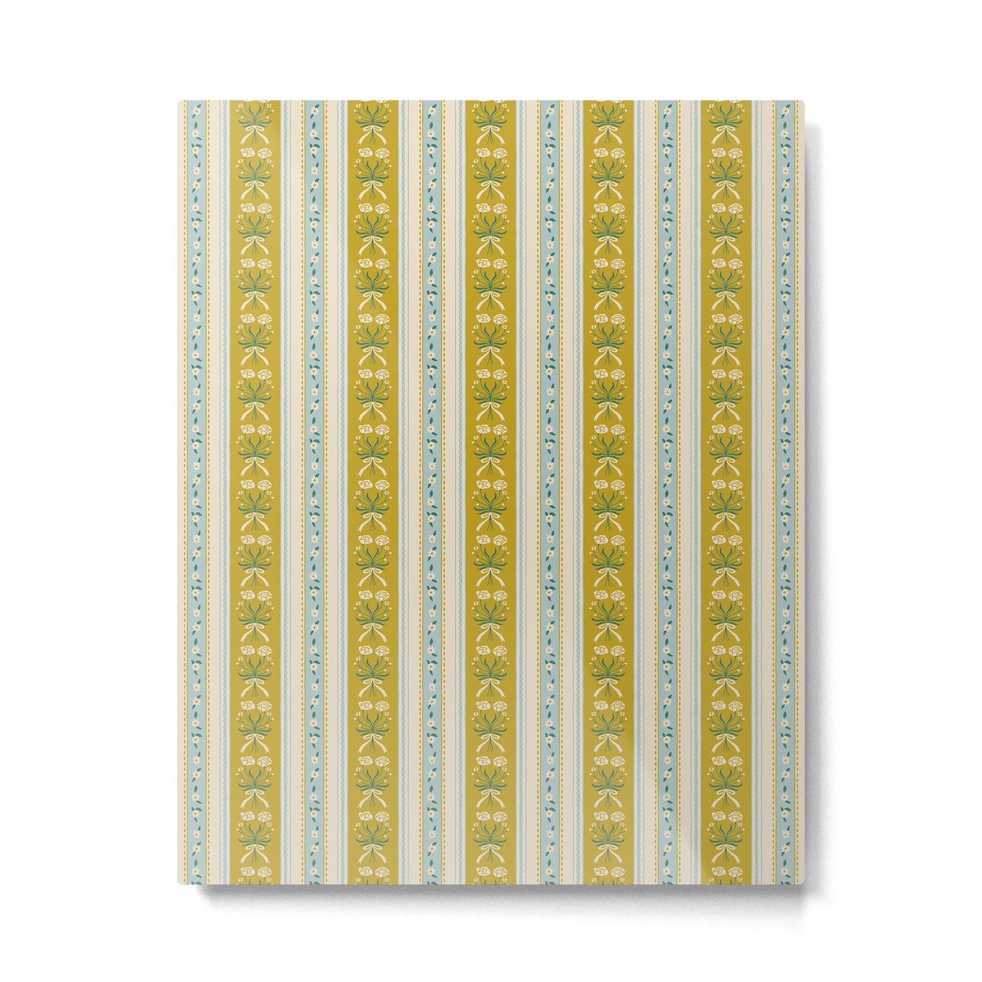 Vintage rose flower bouquet stripe art pattern Metal Print Gallery Image 2