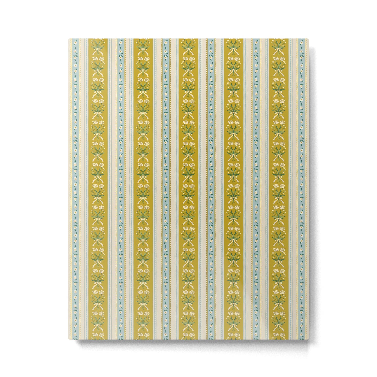 Vintage rose flower bouquet stripe art pattern Metal Print Gallery Image 3