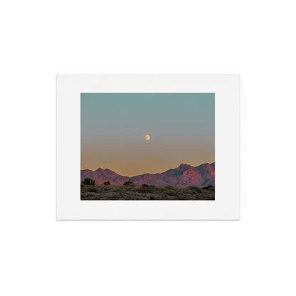 Sunset Moon Ridge // Grainy Red Mountain Range Desert Landscape Photography Yellow Fullmoon Blue Sky Art Print Gallery Image 5