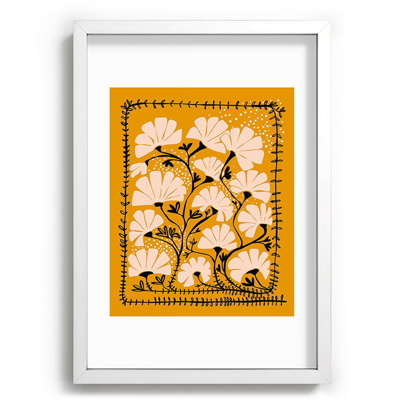 Ever blooming good vibes mustard yellow Framed Art Print Gallery Image 77