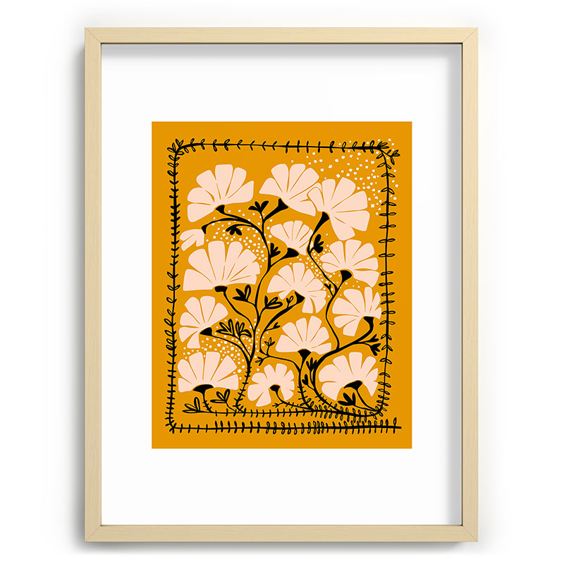 Ever blooming good vibes mustard yellow Framed Art Print Gallery Image 73