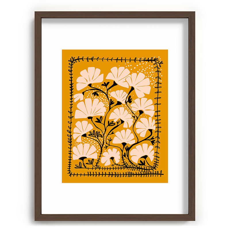 Ever blooming good vibes mustard yellow Framed Art Print Gallery Image 67