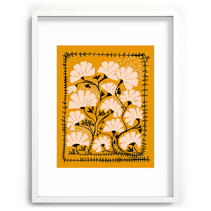 Ever blooming good vibes mustard yellow Framed Art Print Gallery Image 78