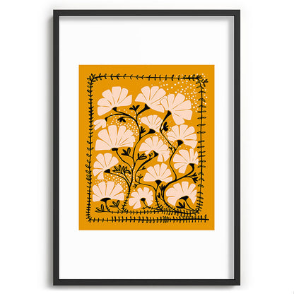 Ever blooming good vibes mustard yellow Framed Art Print Gallery Image 62