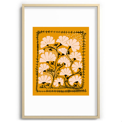Ever blooming good vibes mustard yellow Framed Art Print Gallery Image 74