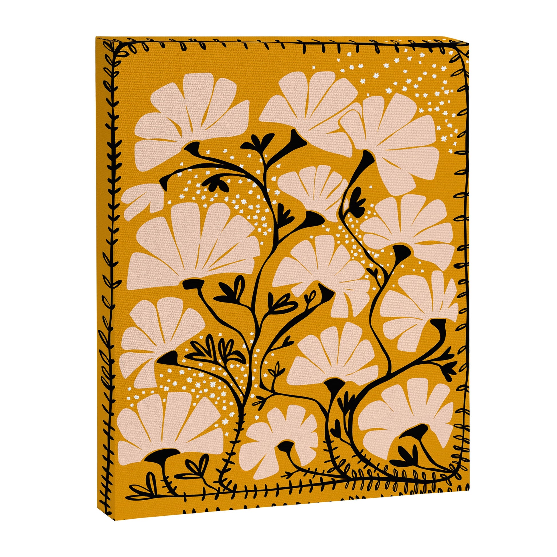 Ever blooming good vibes mustard yellow Canvas Print Gallery Image 6