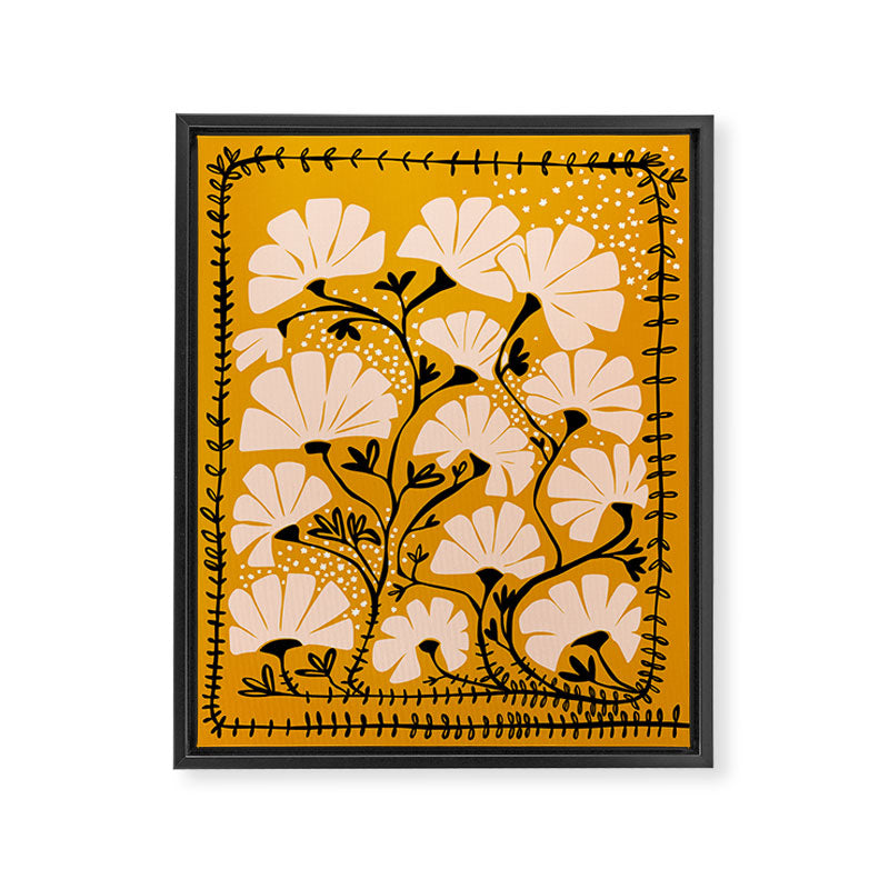 Ever blooming good vibes mustard yellow Framed Canvas Print Gallery Image 6
