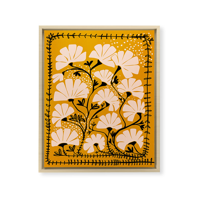 Ever blooming good vibes mustard yellow Framed Canvas Print Gallery Image 14